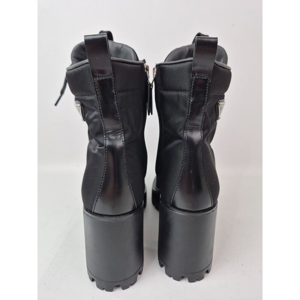 Prada Women's Black Re-Nylon Leather Booties Size 39.5 - Picture 5 of 7